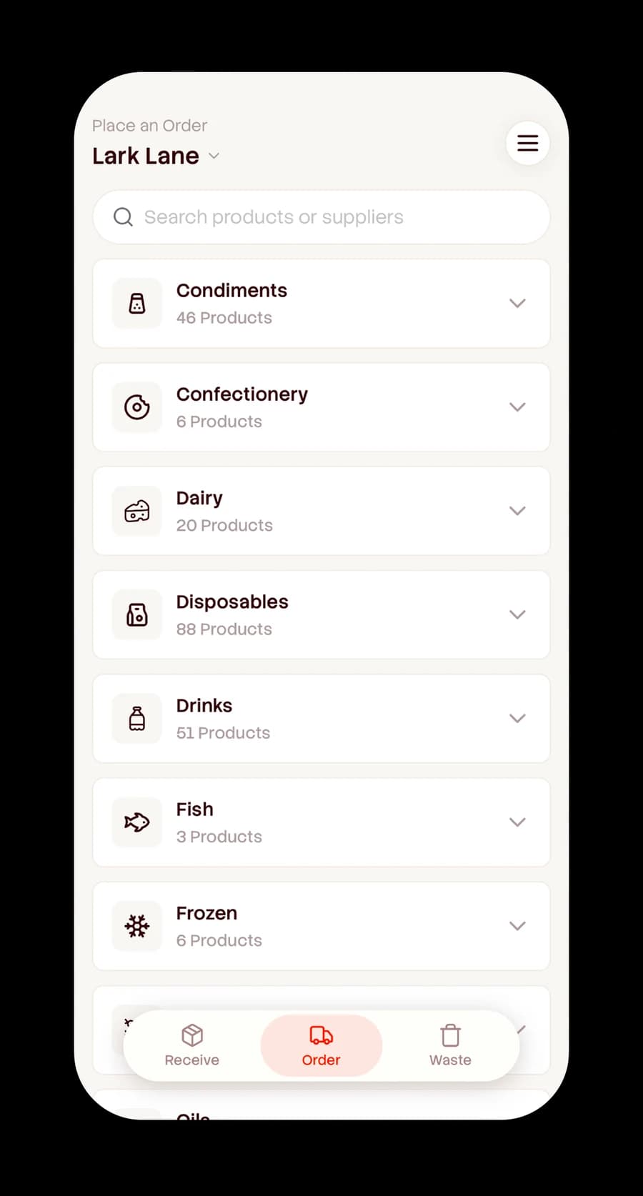 Place the orders in the Garlic mobile app