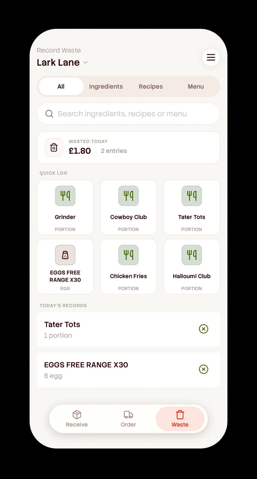 Record waste in seconds in the Garlic mobile app